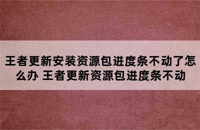 王者更新安装资源包进度条不动了怎么办 王者更新资源包进度条不动